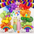4 Pack 10 Feet Rainbow Foil Fringe Garland Metallic Tinsel Streamers Banner Wall Hanging Curtain Backdrop for Parade Floats, Wedding, Graduate, Mother's Day, Birthday Party Decoration