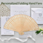 100Pcs Wedding Fans Personalized Folding Hand Fans Custom Sandalwood Wedding Fans with Organza Bags Wedding Party Favor Wedding Fans for Guests (30)