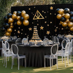 8 Pack Black Round Spandex Tablecloth 60 Inch, Wrinkle Free Stretch 120 Inch Fitted 5ft Black Table Cloths Round Table Covers with Ruffle Skirt for Graduation Wedding Party Banquet