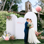 Spandex Anti Wrinkle Arch Backdrop Cover - High Elastic Fitted Arch Stand Cover Set of 3, White Round Top Chiara Backdrop for Wedding Birthday Party Garden Decor 6Ft, 6.6Ft, 7.2Ft