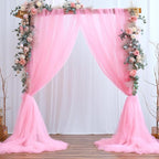 Pink Sheer Backdrop Curtains for Girls Baby Shower Gender Reveal Birthday Party 10ft × 10ft Pink Tulle Backdrop Drapes Panels for Parties Photoshoot Background Decorations 2 Panels 5ft X 10 ft