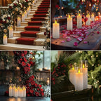 Flameless Candles,Battery Operated LED Candles Ideal for Halloween, Christmas,Home Decor,Home Party Wedding Indoor Outdoor,White 2.2X5“6”6“7”7“H