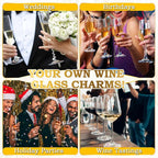 60 Sets DIY Wine Glass Charms – 780 Letter Beads 120 Gold Beads 60 Charm Rings 2 Tweezers, Drink Identifier Charms Wine Glass Marker Tags for Wedding Cocktail Bachelorette Party Decoration (Luminous)