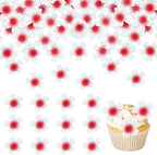 Ephlyn 100Pcs Edible Cherry Blossom Cupcake Toppers Edible Wafer Paper Flowers for Spring Bridal Engagement Baby Shower Birthday Party Cupcake Picks Anniversary Party Decorations Supplies