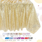 QueenDream Light Gold Tablecloth Party Decorations: Sequin Fabric Cover Drapes 60x102 Inch Tablecloth 16st Birthday Cake Table Graduation Decor