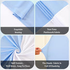 7.2FT 6FT Arch Backdrop Cover for Wedding, Set of 2 Stretchy Spandex Fitted Arch Stand Cover for Baby Shower, Birthday Party Decor, Chiara Backdrop Cover with Double-Sided Design(White, Blue)