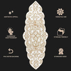 Beaded Table Runner 13 x 36 Inches - Elegant Dining Table Centerpiece with Glass Beads & Polyester Back, Handmade Decorative Runner for Weddings, Parties & Holiday Décor (White & Gold) - CLEENTABLE