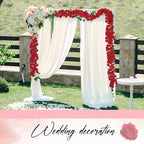 4 Pcs Red Artificial Rose Vine Hanging Faux Flowers Garland for Wedding Anniversary Birthday Party Background Arch Garden Home Wall Room Decor