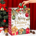 LYLIN 4Pcs 16" Large Christmas Gift Bags with 8 Tissue Papers, Reusable Christmas Tote Bags with Handles, Bulk Xmas Treat Bags for Wrapping Gifts, Party Favors and Holiday Decor