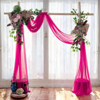 MDS Halloween Chiffon Draping Fabric - 1 Panel, 30" Wide x 100ft Long - Sheer Spooky Arbor & Canopy Drapery for Haunted House Backdrops, Party Ceilings, DIY Costumes & Themed Events - Hot Pink