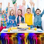 3 Pack 29 x108 Inch Rainbow Foil Fringe Table Skirts Metallic Banner for Tinsel Streamer Garland Backdrop for Parade Floats Wedding Thanksgiving Birthday Christmas Halloween New Year Party Decoration