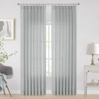 Vision Home Gray Pinch Pleated Semi Sheer Curtains Textured Light Filtering Window Curtains 108 inches for Living Room Bedroom Silver Grey Pinch Pleat Drapes with Hooks Back Tabs 2 Panels 40" Wx108 L
