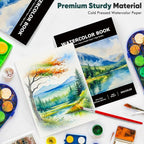 Soucolor Watercolor Paper Pad, 9"x12" Water Color Paper, 140lb/300gsm 40 Sheets Artist Painting Drawing Paper Book, Art Supplies for Adults Kids, Watercolor Paint Set, Sketchbook, Journal, Notebook