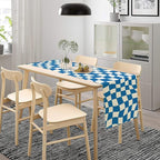 Table Flag Retro Plaid 60s70s Blue Plaid Table Flag Kitchen Restaurant Decoration Suitable for Indoor and Outdoor Festival Home Wedding Party Table Flag 13x120