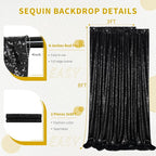 Sequin Backdrop 6x8FT Black Halloween Background Sequin Fabric Glitter Backdrop Curtains for Birthday Party Baby Shower Decoration