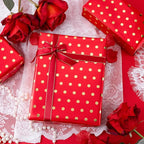 Flyhill Gold Foil Polka Dot Wrapping Paper Roll,Mini Roll Red Reversibl Gift Wrap for Birthday,Girls,Baby Shower,Wedding (17 Inch X 32.8 Feet)