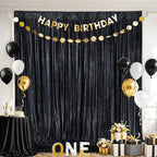 9.6x8FT Black Sequin Curtains: Photo Backdrop Drapes 2 Pieces 4.8x8FT Birthday Backdrop for Hallween Decorations Arch Backdrop
