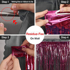 PartyWoo Foil Fringe Curtains, 2 pcs 3.3x6.6 ft Burgundy Red Streamers, Fringe Backdrop, Party Backdrop Curtain, Tinsel Curtains, Door Shimmer, Streamers Party Decorations for Birthday, Christmas
