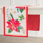 Maison d' Hermine Table Runner 100% Cotton Double Layer Table Runners 72 inches Long for Thanksgiving Christmas Decorations Home Kitchen Dining Party Wedding (Poinsettia Christmas, 14.5" x 72")