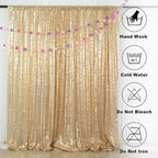 ShinyBeauty Light Gold Sequin Backdrop 10X10 Gold Drapes Curtain for Baby Shower, Shimmer Photo Background (10FTx10FT)