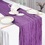 6 Pack Purple Cheesecloth Fall Table Runner 10ft Boho Gauze Fabric Cheese Cloth Table Runner 35 x 120 Inch Rustic Sheer Runner For Romantic Wedding Decor Baby Shower Party Table Centerpiece Decoration