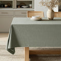 MIULEE Olive Green Linen Cottton Table Cloth Rectangle Tablecloth Waterproof Spillproof Cross-Star Textured Table Cltoth Decorative Farmhouse Style for Dining Party Weddings 52x70 Inch