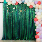 ShiDianYi Iridescent Green Sequin Backdrops for Photograph Backdrop 4FTx10FT 2 Panels Birthday Background Glitter Curtains Green Blue Curtain Sequin Fabric Christamas Decor