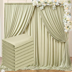 40 ft x 10 ft Wrinkle Free Sage Green Backdrop Curtain for Parties, Thick Green Polyester Photo Backdrop Drapes for Baby Shower Wedding Engagement Birthday Party Backdrop Stand,5ft x 10ft 8 Panels