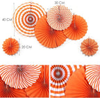 Easy Joy 14 Pcs Fall Party Decorations, Orange Hanging Paper Fans Autumn Paper Pompoms Lanterns Maple Leaves Bunting Garlands for Thanksgiving Celebration, Birthday Decor