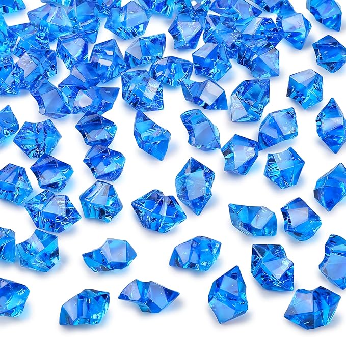 DomeStar Navy Blue Fake Ice Rocks, 150PCS Acrylic Gems Crystals Plastic Diamonds Centerpiece for Vase Fillers DIY Craft Wedding Party Table Scatter Aquarium Tank Cobalt Blue Decorations