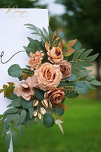 Wedding Sign Faux Flower Swag (Pack of 2) for Ceremony Party Reception Entrance Floral Decor Wall Easel Stand for Wedding Poster Welcome Sign (Terracotta)