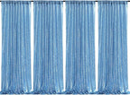 Baby Blue Christmas Backdrop Curtains 4 Pieces 2FTx8FT Sequin Photography Background Curtain for Party Decoration