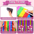 2 Pack 3.3x8.2 Feet Rainbow Foil Fringe Backdrop Curtains, Tinsel Streamers Birthday Party Decorations, Fringe Backdrop for Graduation, Baby Shower, Gender Reveal, Disco Party