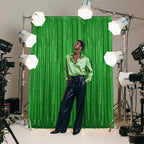 Green Sequin Backdrop Curtain 4 Pieces 2FTx8FT Glitter Photography Backdrop for Party Wedding Birthday Christmas Decorations