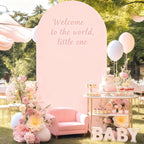 7.2FT Dusty Rose Arch Cover - Polyester Fitted Wedding Arch Stand Covers Round Top Chiara Arch Backdrop Cover for Birthday Party Banquet Photo Background Decoration