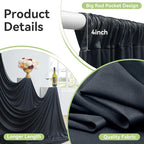 40ftx12ft Wrinkle Free Black Backdrop Curtain, 8 Panels 12FT Height Black Wedding Backdrop Drapes, Silky Polyester Back Drop Cloth for Birthday Photography Background Party Backdrop Draping