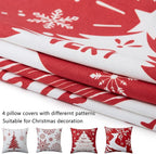NANAN Christmas Pillow Covers 18x18 Inch Set of 4 Decorative Farmhouse Throw Pillow Covers Holiday Rustic Pillow Cases for Sofa Couch Home Decor Christmas Decorations Xmas Cushion Covers