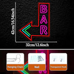 Bar Neon Sign with Dimmer switch, Colorful Bar Led Neon Light Pink Letter Light up Sign for Beer Pub Club Party Wall Decor(16.54 * 12.6In)