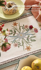 ISAENNE Designer French Country Linen Table Runner 71 Inches Long,Elegant Colorful Floral Pattern Table Runners for Dining Tables,Thanksgiving,Christmas,Kitchen Decor,12"*71"-Serenity F