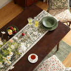 ISAENNE Designer Green Elegant Linen Table Runner 71 Inches Long,Flower and Leaves Pattern Wrinkle Resistant Table Runners for Dining Tables,Thanksgiving,Kitchen Tables,Christmas,12"*71"-Brune