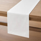 ZeeMart Linen Textured Border Table Runner, 14 x 48 Inch White, Farmhouse Style White Table Runners 48 Inches Long, Easy Care Everyday Polyester Table Runner