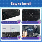 Qcity Matte White Sequin Wall Backdrop 30PCS, Black Back Not See-Through Design, Square Sequin Glitter Backdrop Panel, Perfect for Outdoor Events, Birthdays, Wedding and Party Decoration