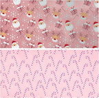 LeZakaa Christmas Pink Wrapping Paper Mini Roll, Santa Claus & Candy Cane, Metallic Foil, Rose Gold Foil Reversible Design for Festive Winter Holiday, Family Gathering, 17 inches x 32.8 Feet