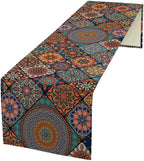Bohemian Table Runner, Colorful Vintage Indian Mandala Floral Table Runners for Kitchen Dining Coffee Table Indoor Outdoor Party Decor, 13x36inch