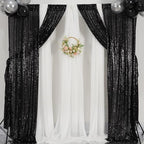 Poise3EHome 2ft x 8ft Black Sequin Photography Backdrop Curtains 2 Panels for Party Decoration, Black
