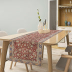 Boho Bohemia Style Table Runner, Vintage Red Blue Retro Flower Rustic Country Style Floral Print Pattern for Home Kitchen Table Decor Dining Coffee Room Garden Party Decor 13x36in