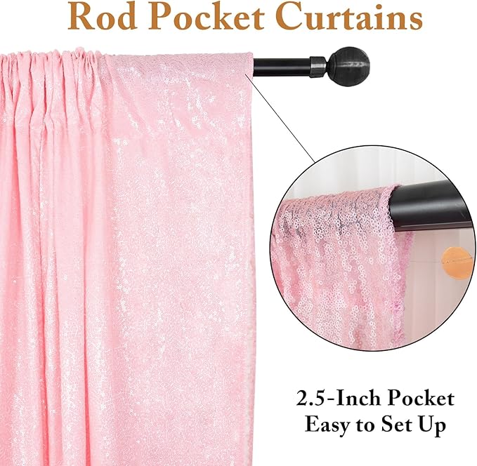 ShinyBeauty Sequin Backdrop 7ftx7ft Baby Pink | Sparkle Drapes for Photoshoots, Baby Showers, & Birthday Parties | Elegant & Durable Glitter Background