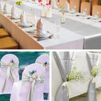 Aneco 12 Pack Satin Table Runner 12 x 108 Inch Light Silver Long Wedding Satin Silk Table Runner for Wedding Banquet Graduations Birthday Party Decoration