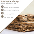 Wanderings Handmade Antique Deckle Edge Blank Cards - 4"x6" Package of 50 - Mixed Media Cards for Announcements Invitations Crafts - Thick Deckled Edge Paper 150 GSM Recycled Paper