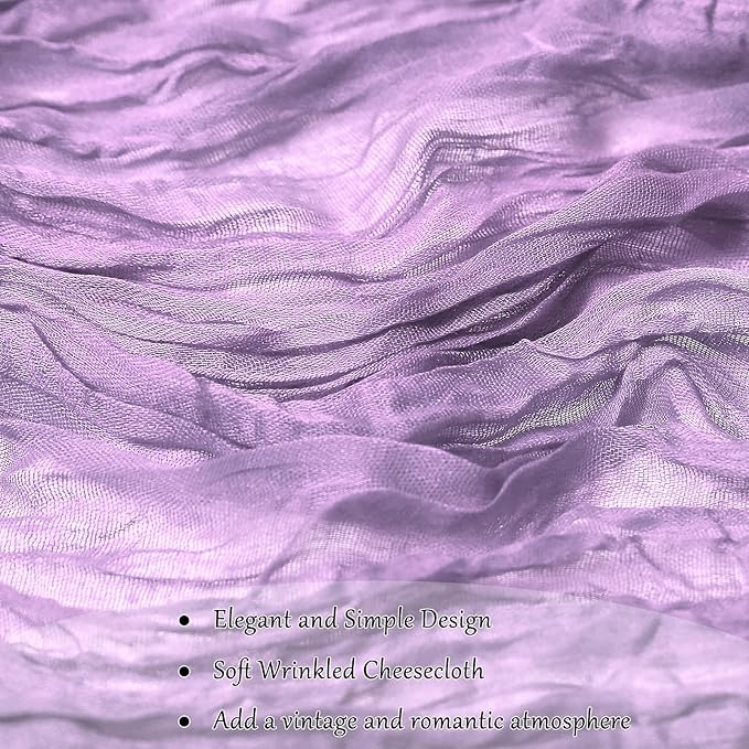 1-Pack Lilac Cheesecloth Table Runners – 10FT (35x120 Inch) Boho Rustic Gauze Fabric Cheese Cloth Table Runner for Weddings, Baby Showers, Bridal Shower, Farmhouse & Birthday Party Decor